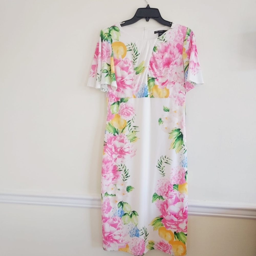 🏷Maggy London Matte Jersey Floral Dress with Sheer Overlay